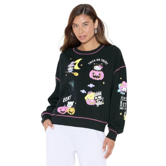 Sanrio Tops - Sanrio Women's Black Halloween Glow In The Dark Graphic Sweatshirt Size XL